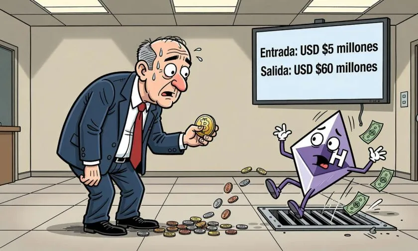Fondos de ether sufren retiros por 60 millones de dólares en Estados Unidos