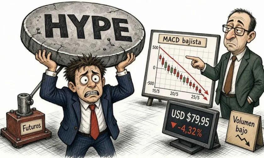 HYPE cotiza a USD $79,95 con señales técnicas débiles y volumen bajo