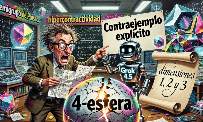 Grok 4.5 halla un contraejemplo explícito a la hipercontractividad en la 4-esfera