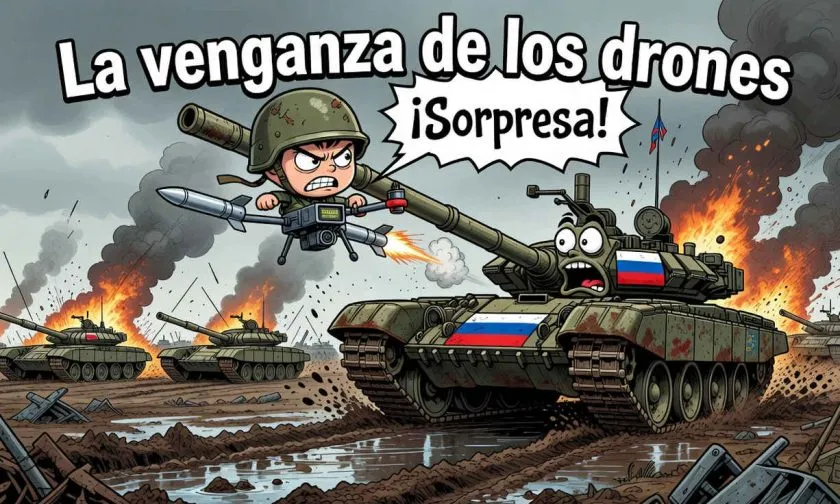 Drones FPV ucranianos atacan tanques rusos, redefiniendo el conflicto