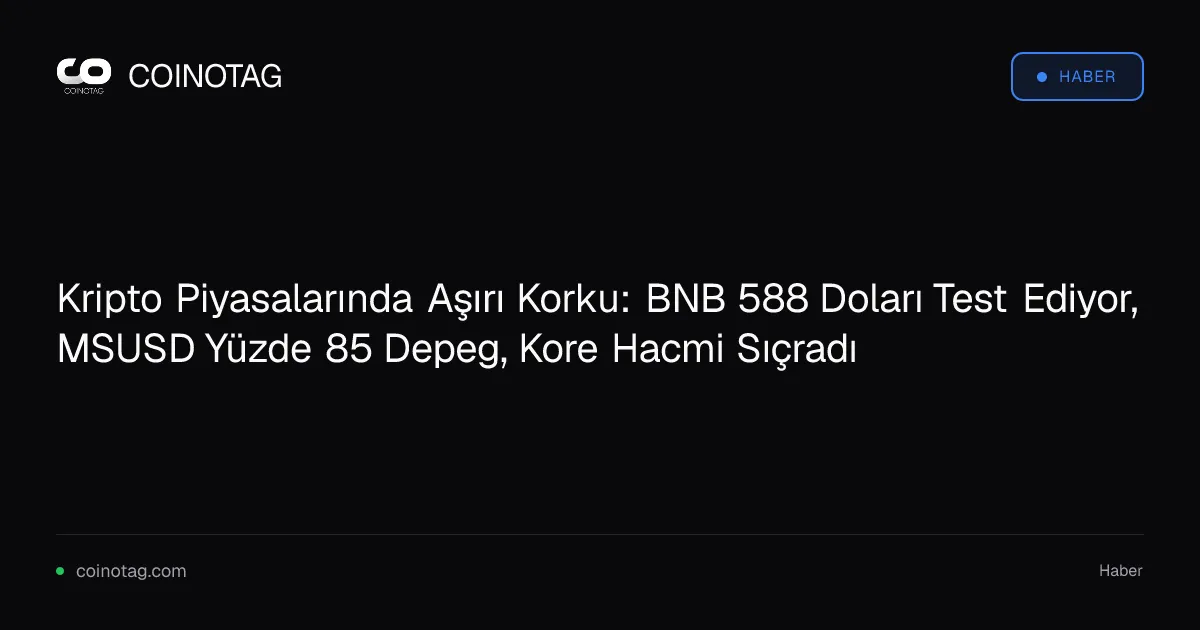 Kripto Piyasalarında Aşırı Korku: BNB 588 Doları Test Ediyor, MSUSD Yüzde 85 Depeg, Kore Hacmi Sıçradı