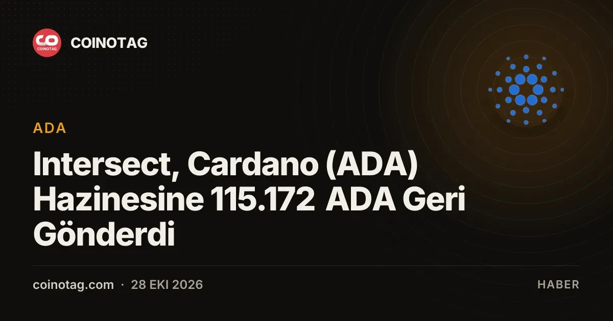 Intersect, Cardano (ADA) Hazinesine 115.172 ADA Geri Gönderdi