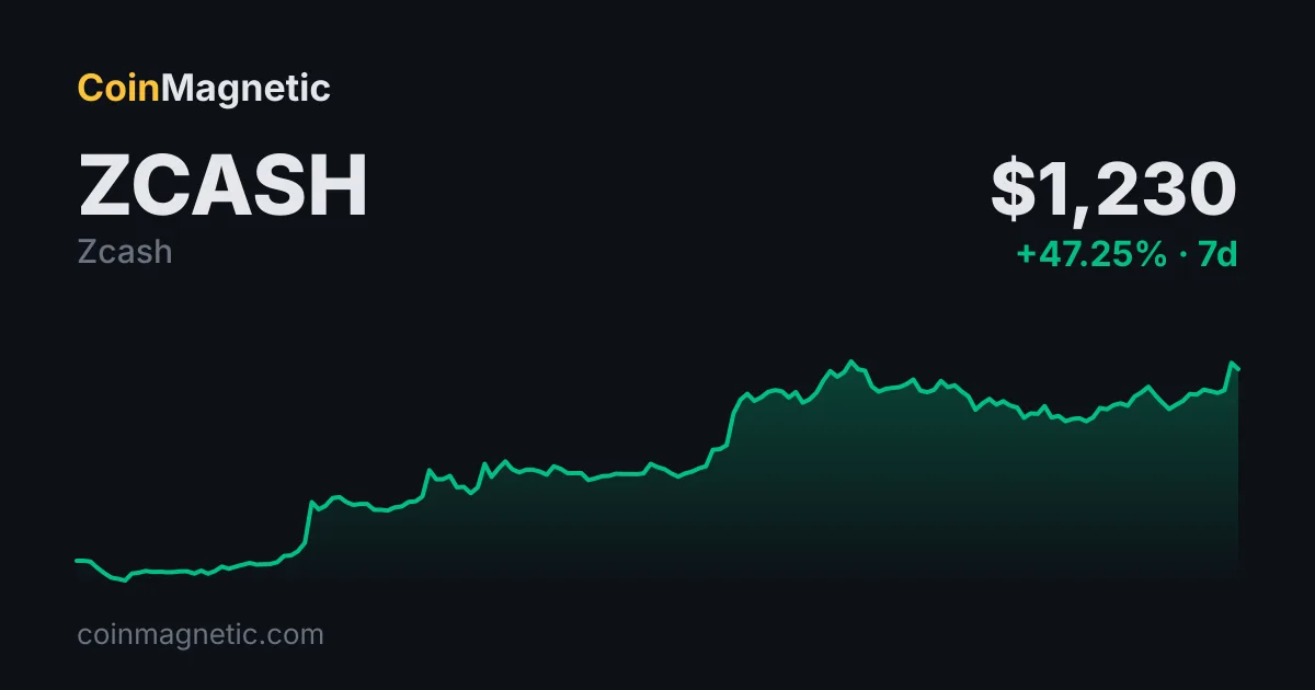 Zcash, Ekim 2025 zirvesinin yüzde 213 üzerinde, yıllık getiri yüzde 2.496