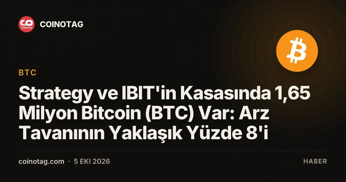 Strategy ve IBIT'in Kasasında 1,65 Milyon Bitcoin (BTC) Var: Arz Tavanının Yaklaşık Yüzde 8'i