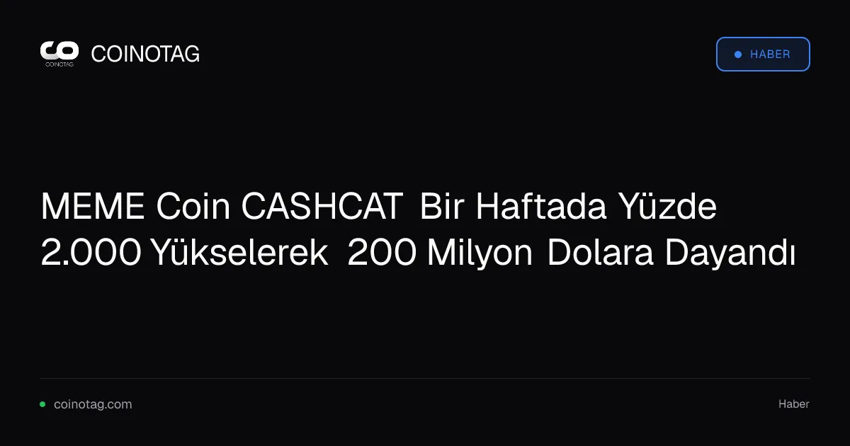 MEME Coin CASHCAT Bir Haftada Yüzde 2.000 Yükselerek 200 Milyon Dolara Dayandı