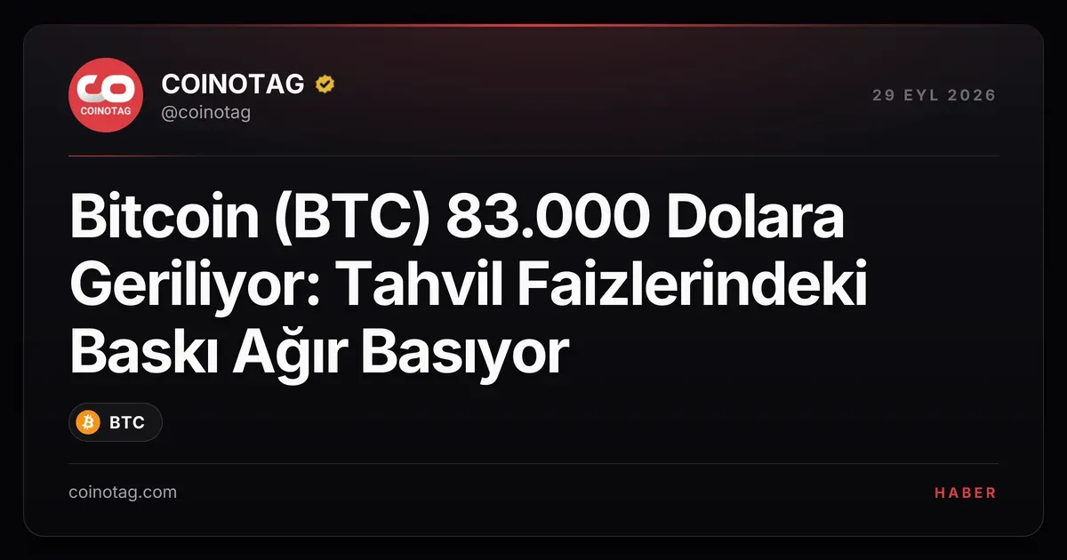 Bitcoin (BTC) 83.000 dolara düşerken tahvil faizleri 5,25'e yükseldi