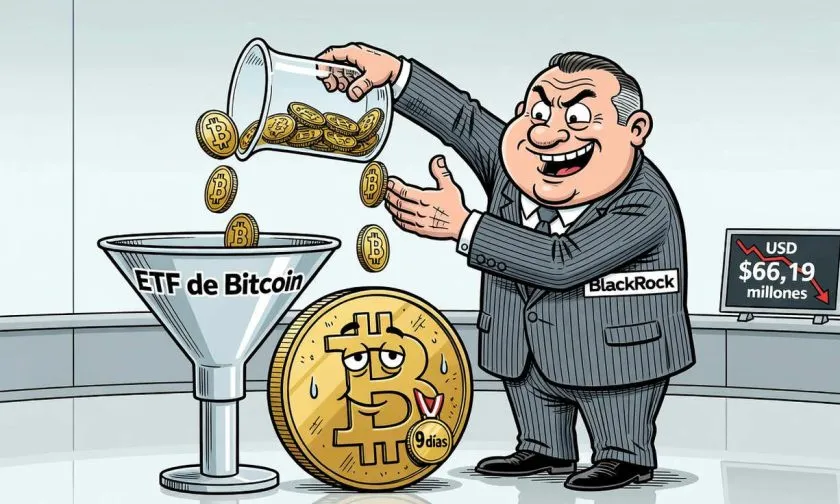 BlackRock lidera entradas de ETF de Bitcoin con USD $66,19 millones, aunque desacelera