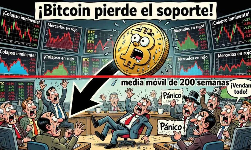 Bitcoin cae por debajo de la media móvil de 200 semanas, marca un soporte crítico
