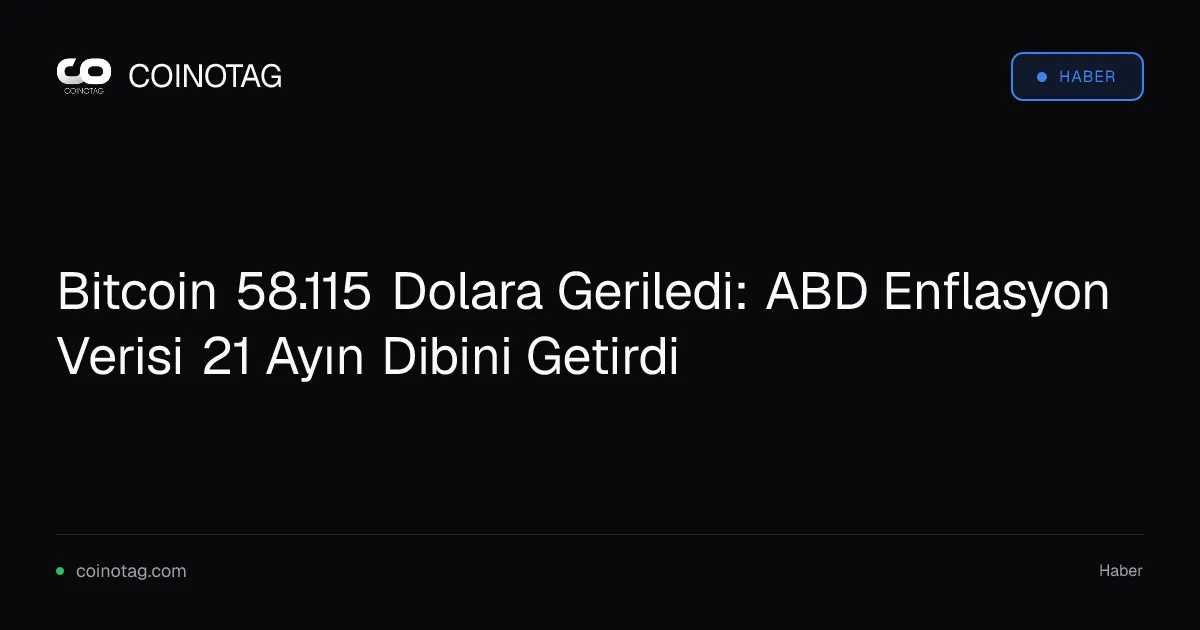 Bitcoin 58.115 Dolara Geriledi: ABD Enflasyon Verisi 21 Ayın Dibini Getirdi