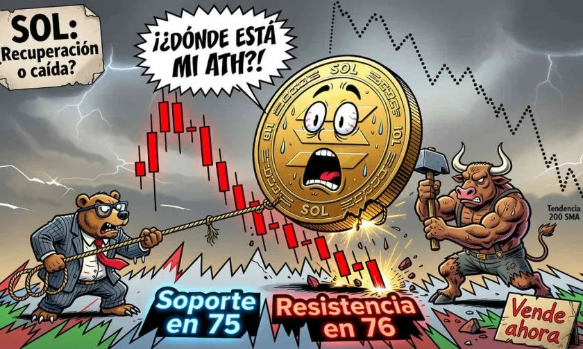 Solana (SOL) cotiza a $75,89 y lucha por superar resistencias clave