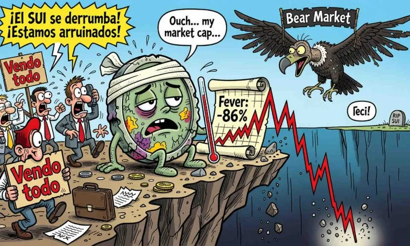 SUI se desploma un 79% en 52 semanas y pierde el soporte de 1 dólar