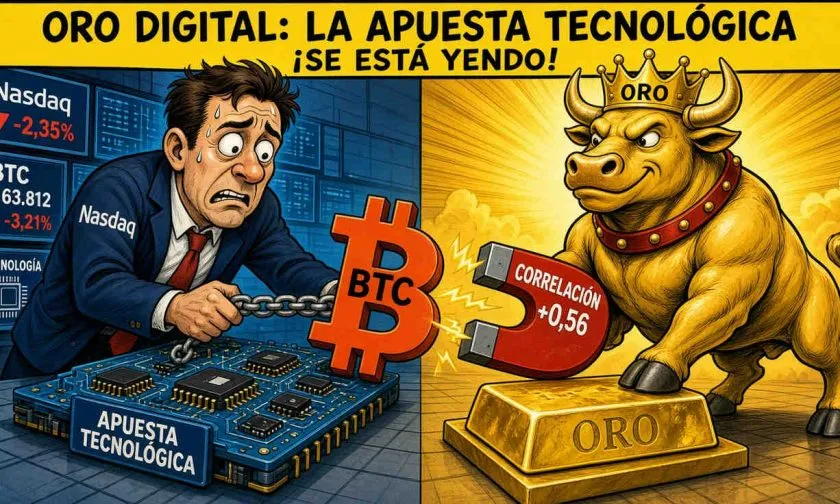 Correlación entre Bitcoin y oro alcanza +0,56, máximo en nueve años