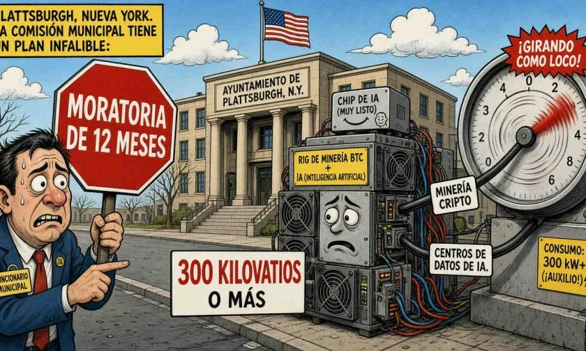 Plattsburgh, ciudad del estado de Nueva York, evalúa moratoria de 12 meses para minería cripto y centros de datos IA