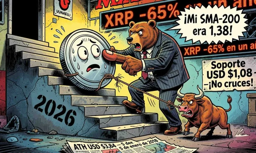 XRP se aferra al soporte de USD $1,08 mientras el mercado cripto ignora su caída anual del 65%