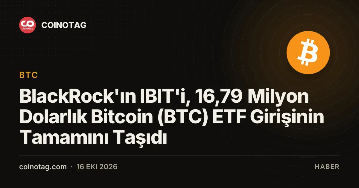 BlackRock IBIT 16,79 milyon dolarla tek basina net giris sagladi
