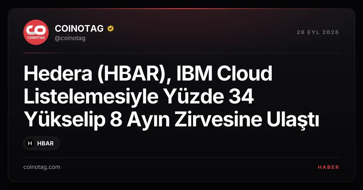 HBAR, IBM Cloud'a girmesiyle 0,13 dolara yükseldi, 8 ayın zirvesi