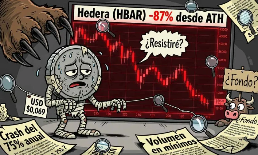 HBAR se aferra a los USD $0,069 mientras los alcistas intentan revertir la tendencia bajista de largo plazo