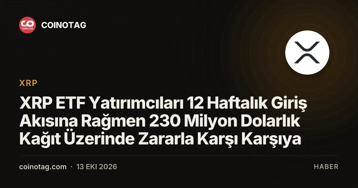 XRP ETF fonlarindaki 12 haftalik giris akisi 230 milyon dolarlik zarari gizleyemiyor