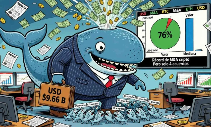 Fusiones y adquisiciones cripto alcanzan récord de USD $9.66 mil millones en 2026