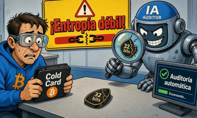 IA revela falla crítica en billeteras Coldcard, alarma en la comunidad Bitcoin