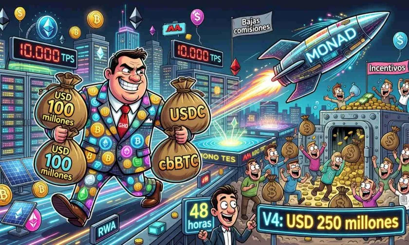 Aave supera USD $100 millones en depósitos en Monad en solo 48 horas
