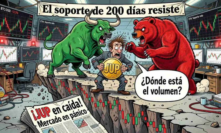 JUP pierde 2,81% y se enfrenta a su media móvil de 200 días