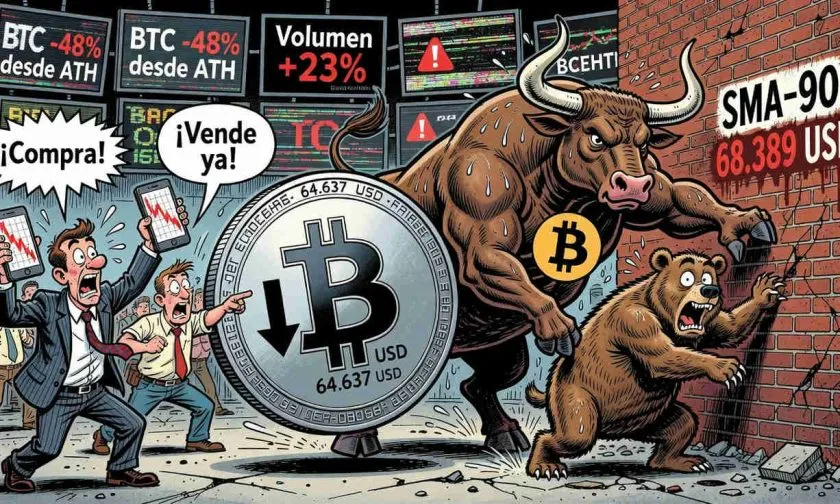 Bitcoin lucha por reconquistar los $65.000 en una jornada de alto volumen