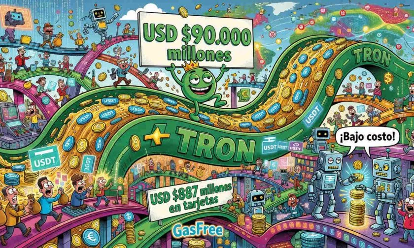TRON supera los USD $90.000 millones en USDT y lidera las tarjetas cripto