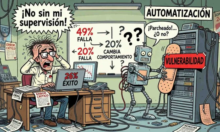 IA falla en parchear vulnerabilidades: solo 26% de éxito sin supervisión