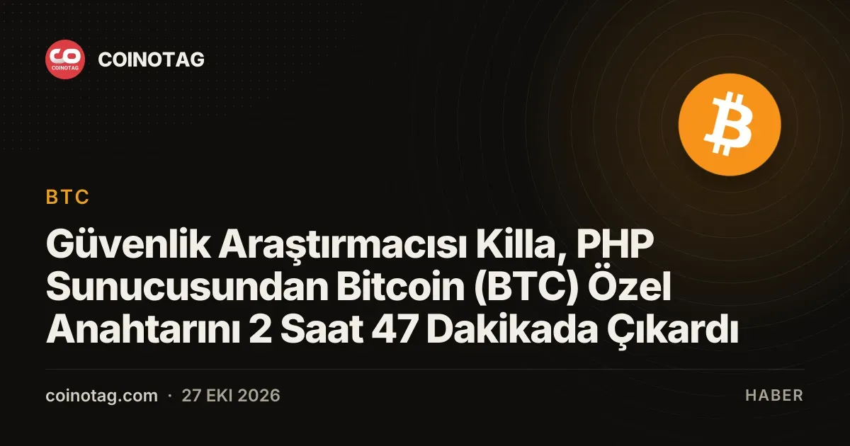 Killa deneyi PHP sunucusundaki bitcoin anahtarını 2 saat 47 dakikada aldığını gösterdi