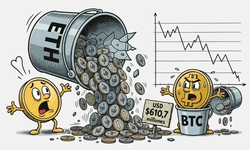 Ethereum lidera la salida masiva de capital en los fondos cotizados estadounidenses