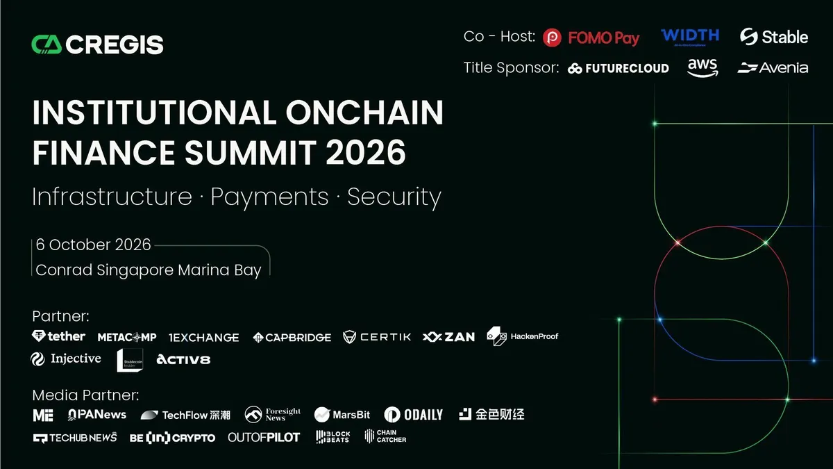 Cregis akan Gelar Institutional Onchain Finance Summit 2026 di Singapura