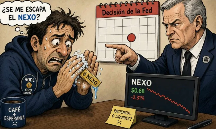 NEXO cotiza a USD $0,7974324 con caída diaria de 0,49% y debilidad técnica