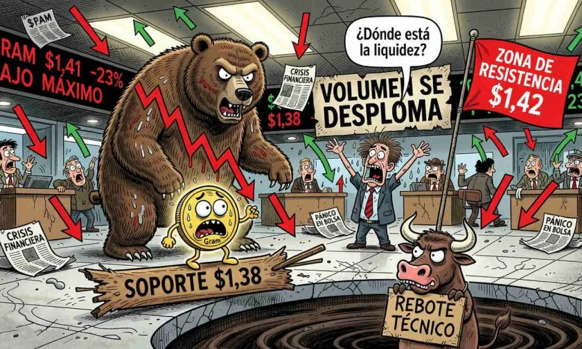 Gram ($GRAM) frena su caída en USD $1,41 pero la tendencia sigue bajista