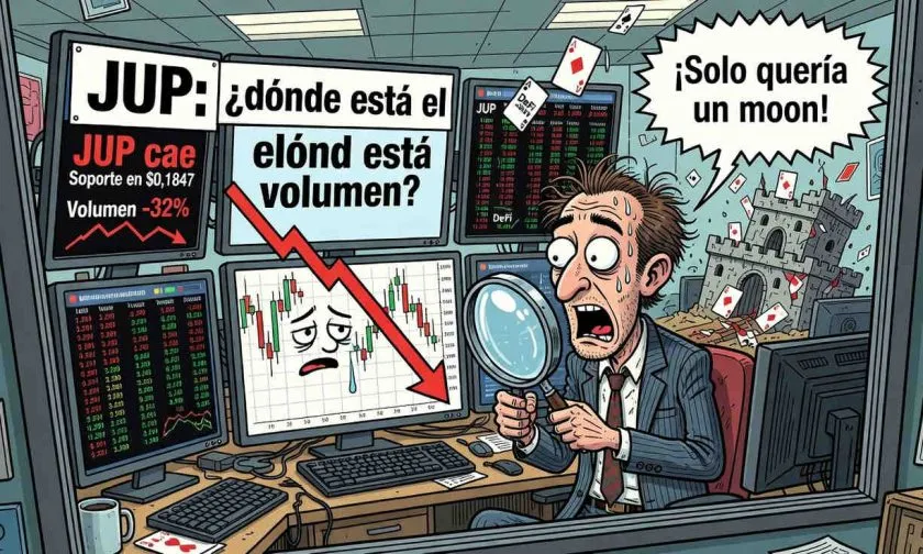 JUP se desploma 1.28% y se aproxima a nivel de soporte crítico en $0,1847