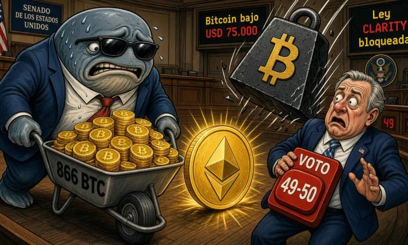 Ballena mueve 866 bitcoins a ETH antes de caída del precio de BTC