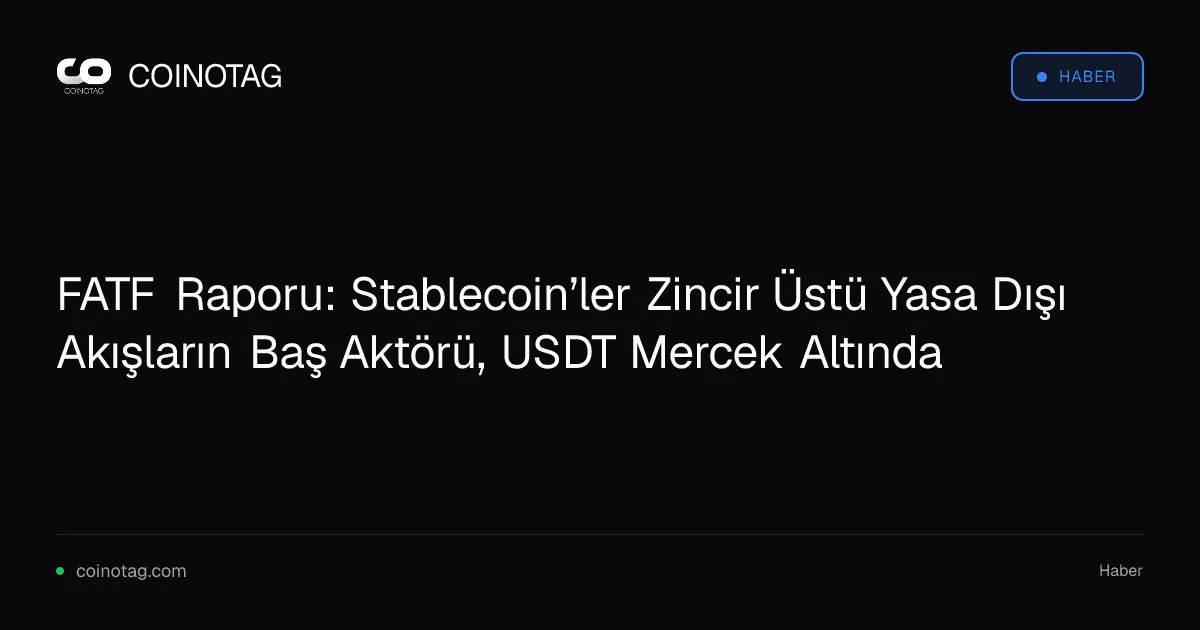 FATF Raporu: Stablecoin’ler Zincir Üstü Yasa Dışı Akışların Baş Aktörü, USDT Mercek Altında