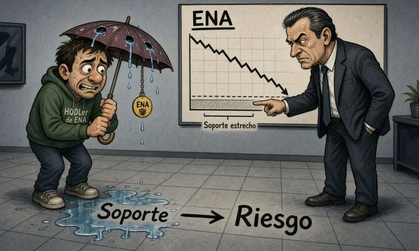 El retroceso del 4,57% en ENA deja al token por debajo de sus promedios clave