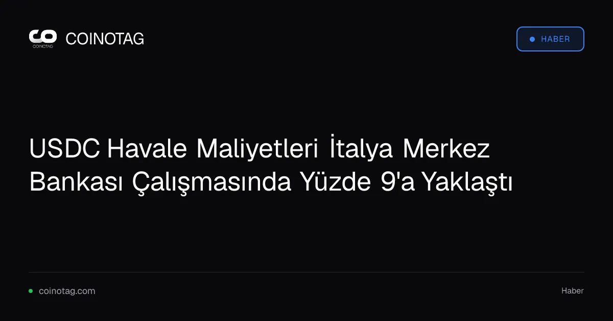 USDC Havale Maliyetleri İtalya Merkez Bankası Çalışmasında Yüzde 9'a Yaklaştı