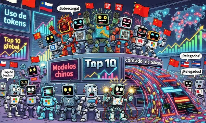 Modelos de IA chinos dominan el top 10 global por uso de tokens, según informe