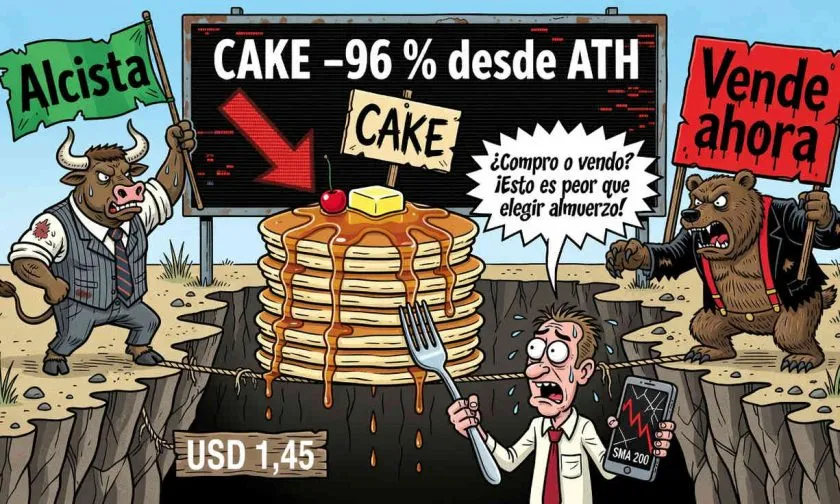 CAKE prueba la resistencia de USD 1,45: ¿consolidación o trampa bajista?