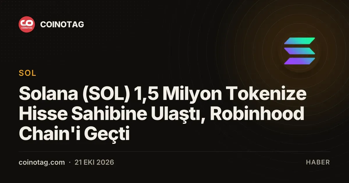 Solana (SOL) 1,5 Milyon Tokenize Hisse Sahibine Ulaştı, Robinhood Chain'i Geçti