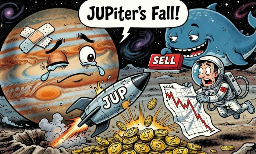 JUP se desploma un 5% mientras el volumen colapsa: ¿se aproxima una ruptura bajista?
