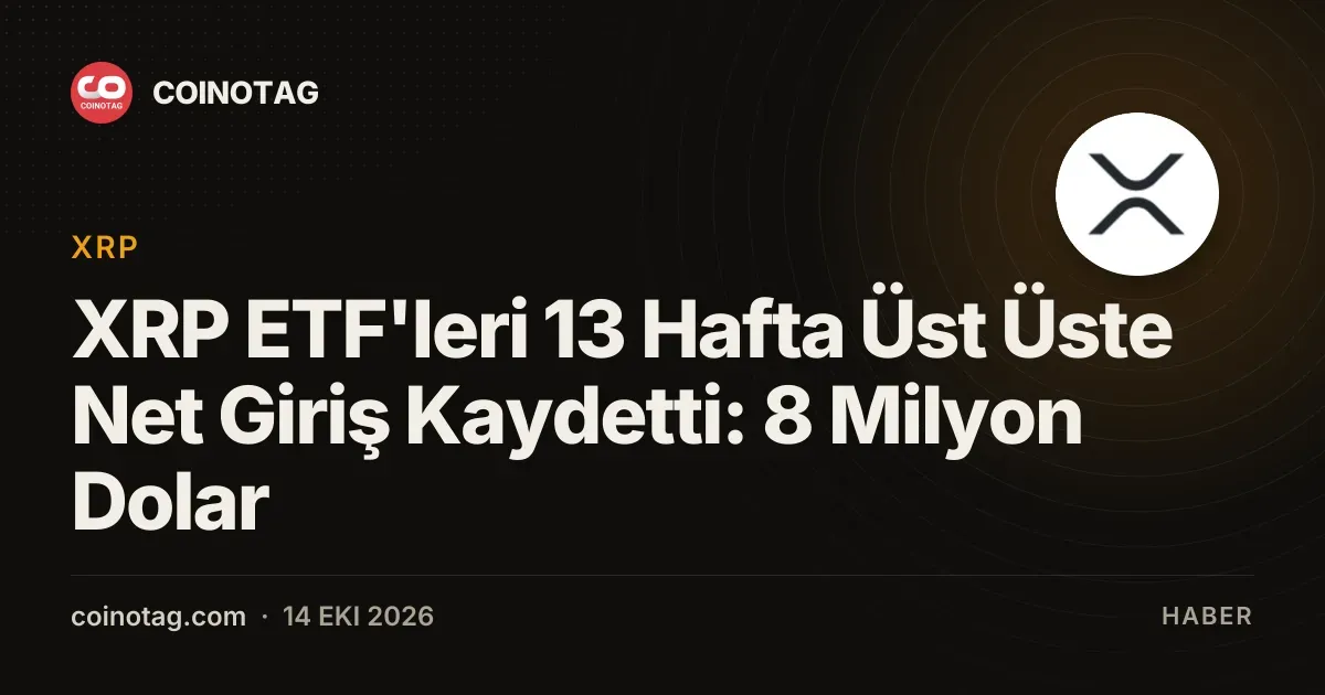XRP ETF'leri 13 Hafta Üst Üste Net Giriş Kaydetti: 8 Milyon Dolar