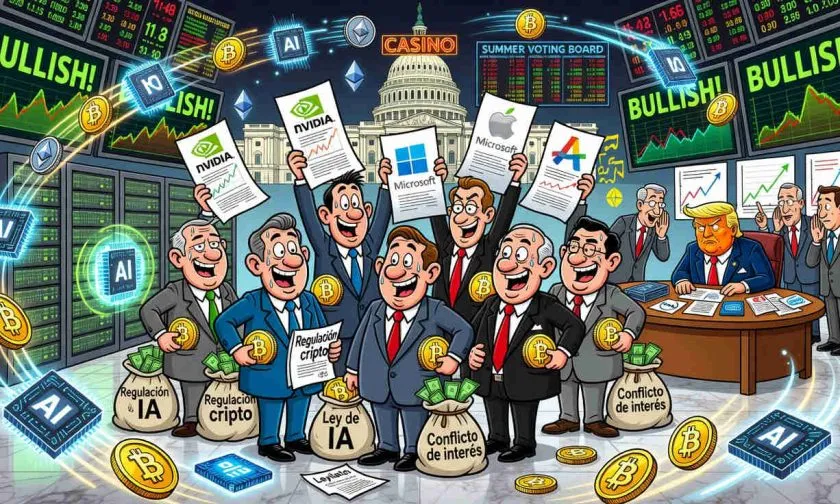 Legisladores de EE. UU. aumentan apuestas en IA, Bitcoin y tecnológicas mientras discuten su regulación