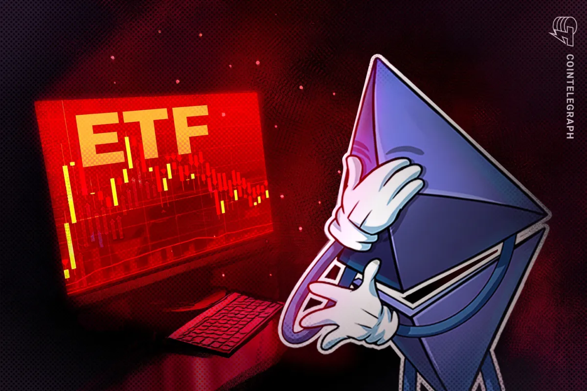 Fundos spot de Ether registram a maior saida mensal de 2026 com US$ 1 bilhao