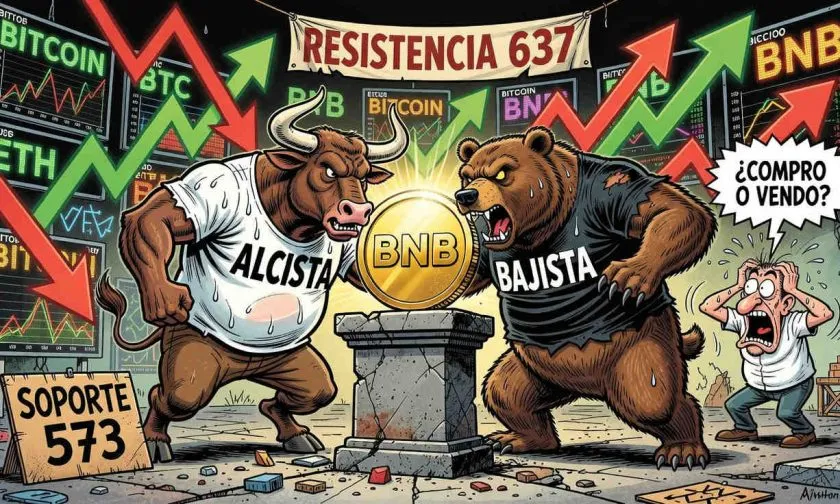 BNB alcanza los 600 dólares tras caída del 56% desde su máximo histórico