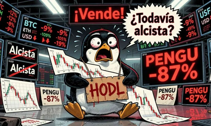 PENGU lucha por mantenerse en soporte crítico ante caída del 44% en volumen