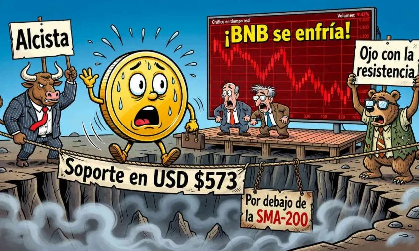 BNB resiste en USD $585 mientras la SMA-200 define un sesgo bajista