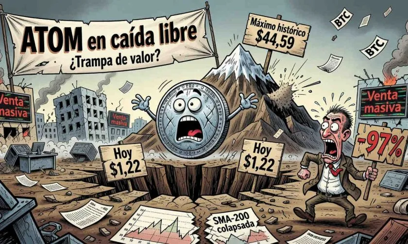 ATOM se precipita a USD $1,22 el 31 de julio: la criptomoneda amplifica su caída un 97% desde el máximo
